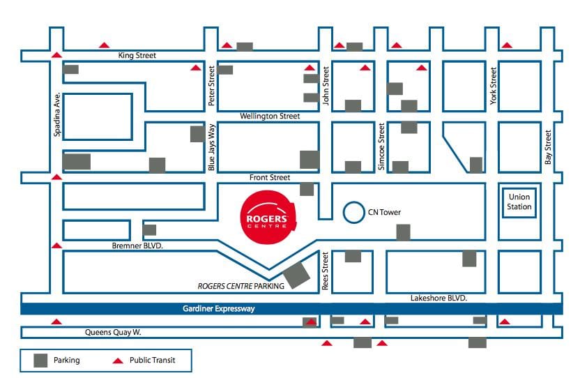 Mapa de Rogers centre aparcament