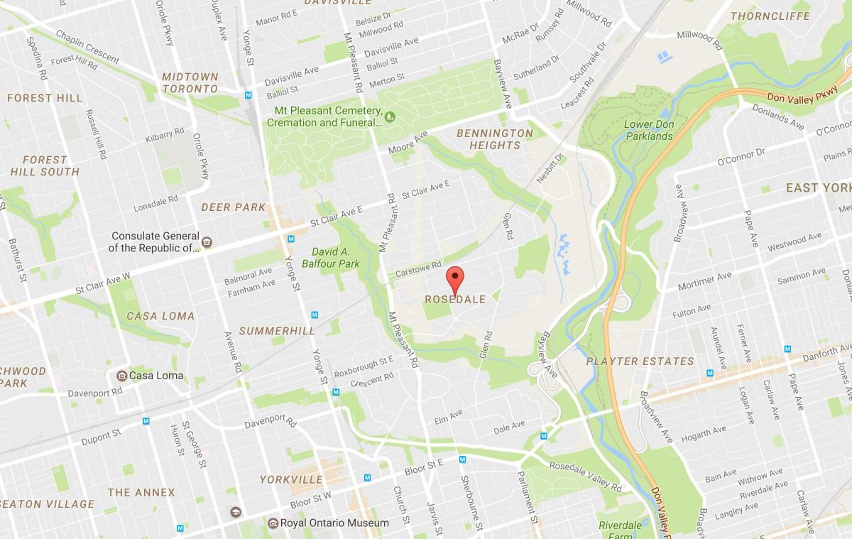 Mapa de Rosedale barri de Toronto