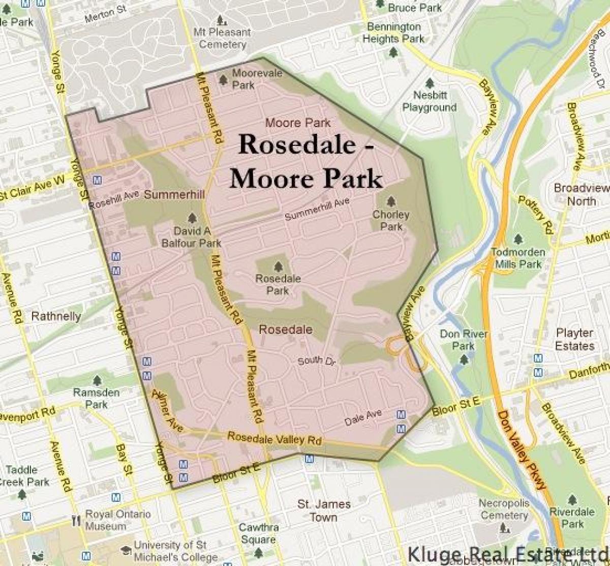 Mapa de Rosedale Moore Parc de Toronto
