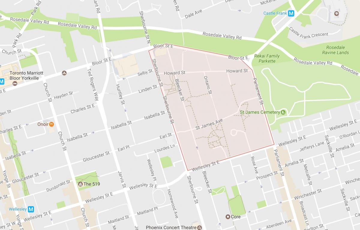 Mapa de Sant Jaume de Ciutat al barri de Toronto