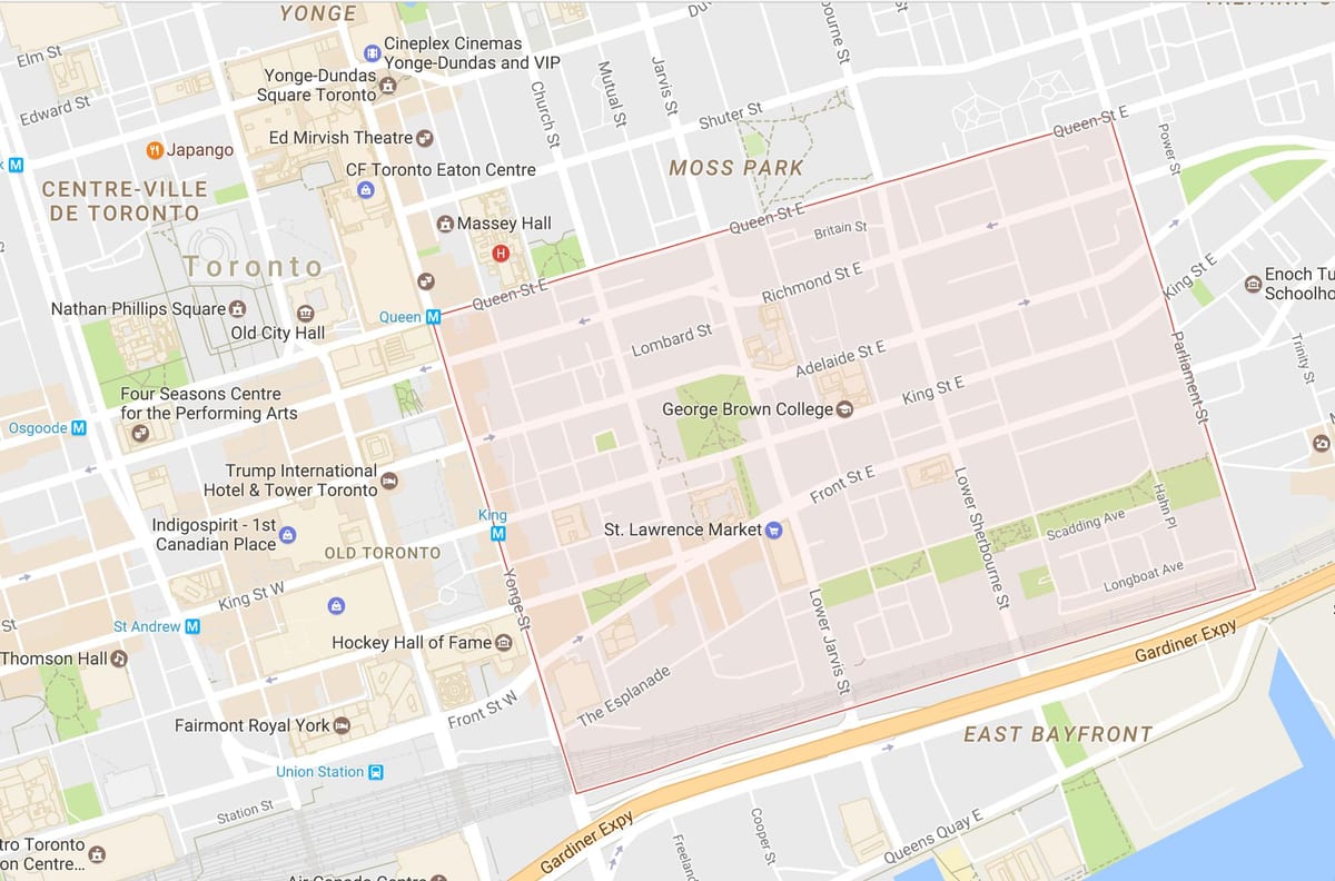 Mapa de Sant Llorenç del barri de Toronto
