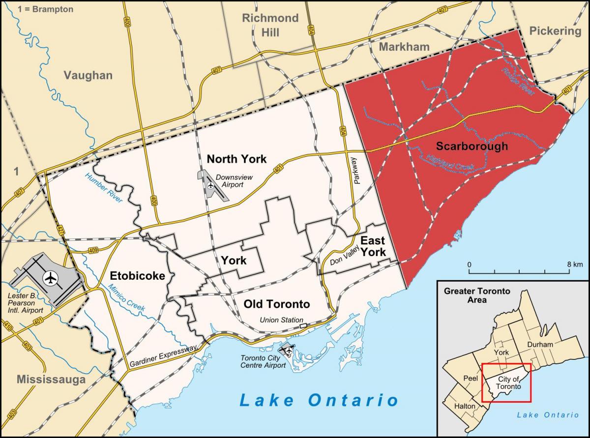 Mapa de Scarborough Toronto