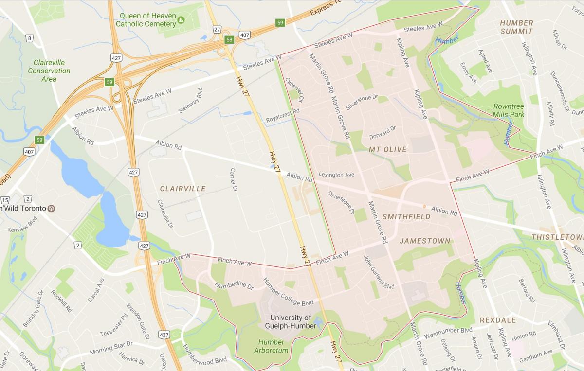 Mapa de Smithfield barri barri de Toronto