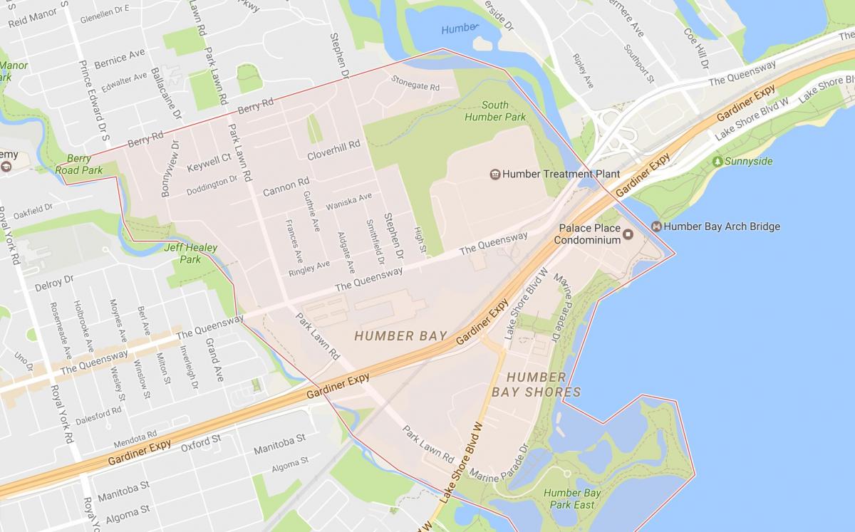 Mapa de Stonegate-Queensway barri barri de Toronto