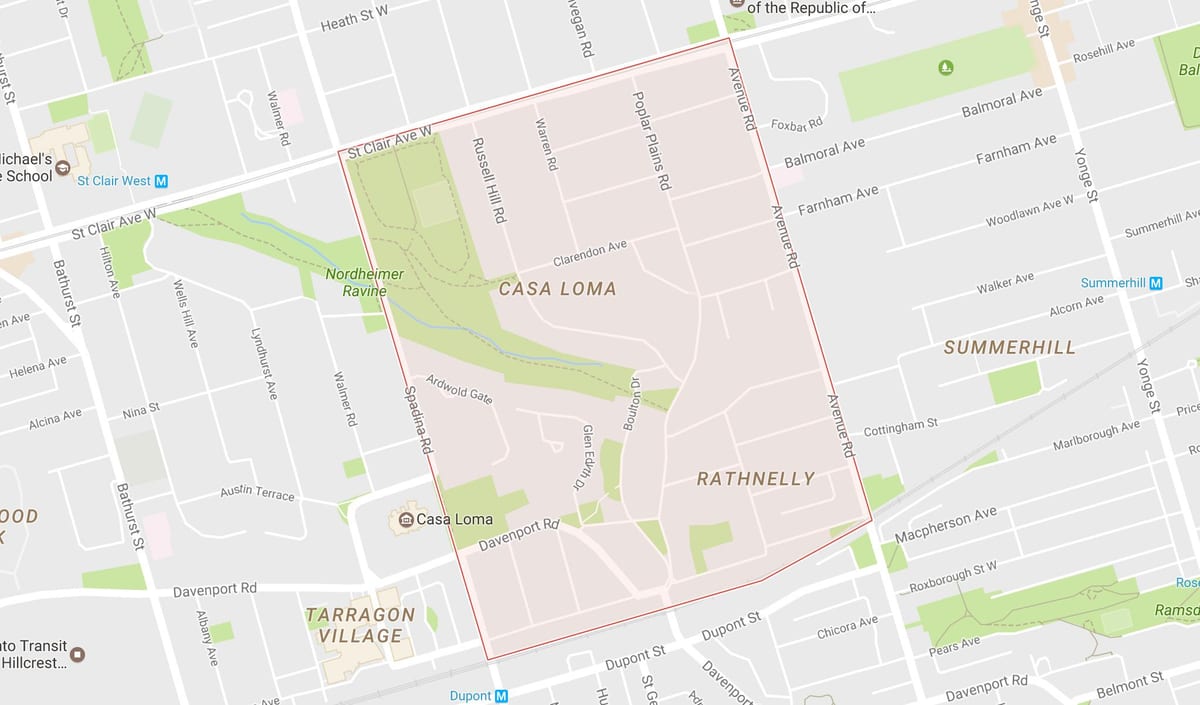 Mapa del Sud del Turó al barri de Toronto