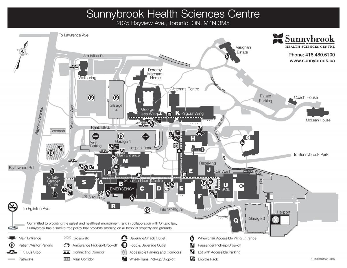 Mapa de Sunnybrook ciències de la Salut centre - SHSC