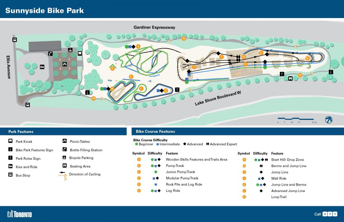 Mapa de Sunnyside Bike Park de Toronto