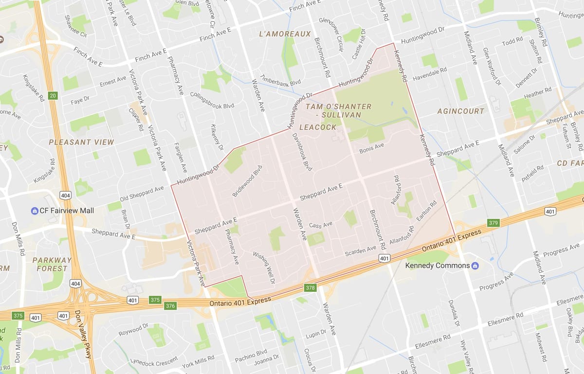 Mapa de Situació O'Shanter – Sullivan barri de Toronto