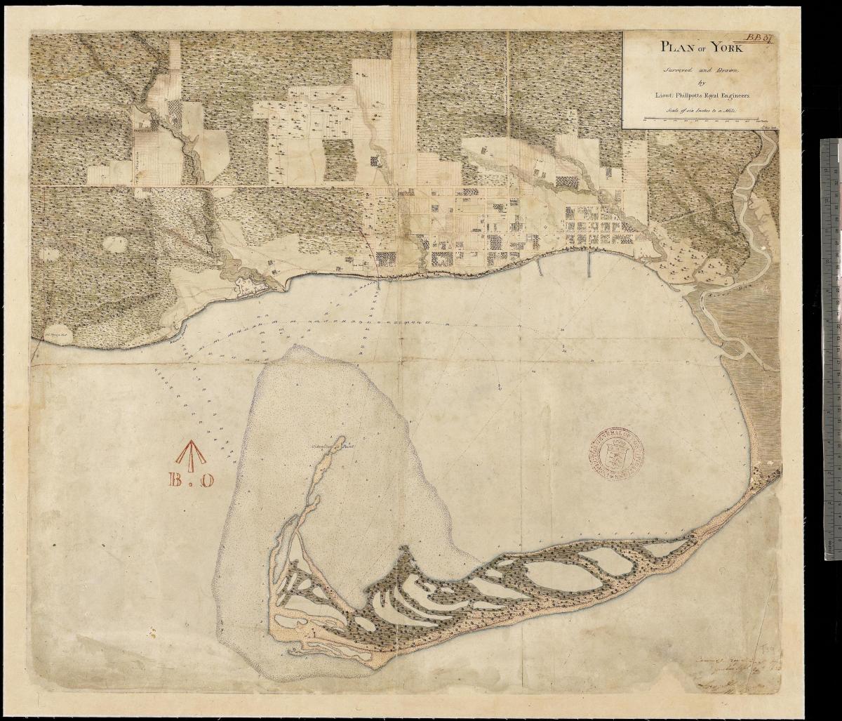 Mapa de la terra de York de Toronto primer centure 1787-1884