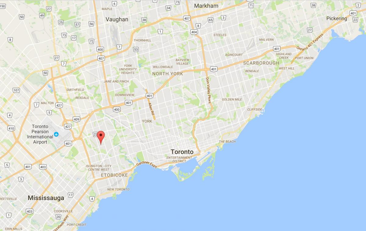 Mapa de Thorncrest Poble districte de Toronto