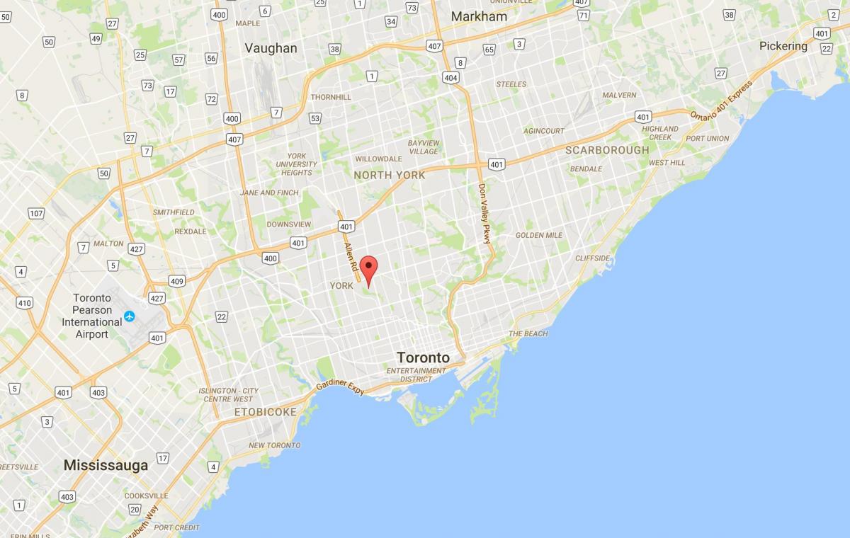 Mapa de Tichester districte de Toronto