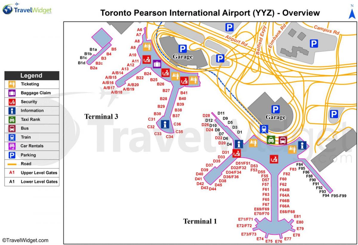 Mapa de Toronto aeroport internacional Pearson