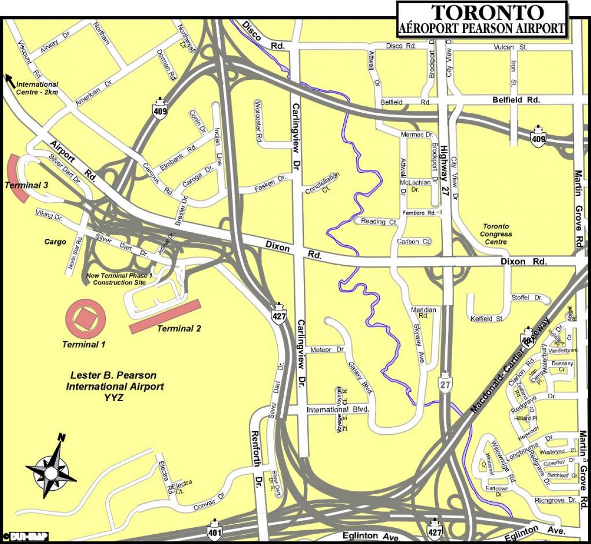Mapa de Toronto aeroports