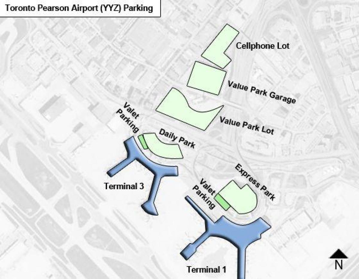 Mapa de Toronto l'aeroport de Pearson aparcament