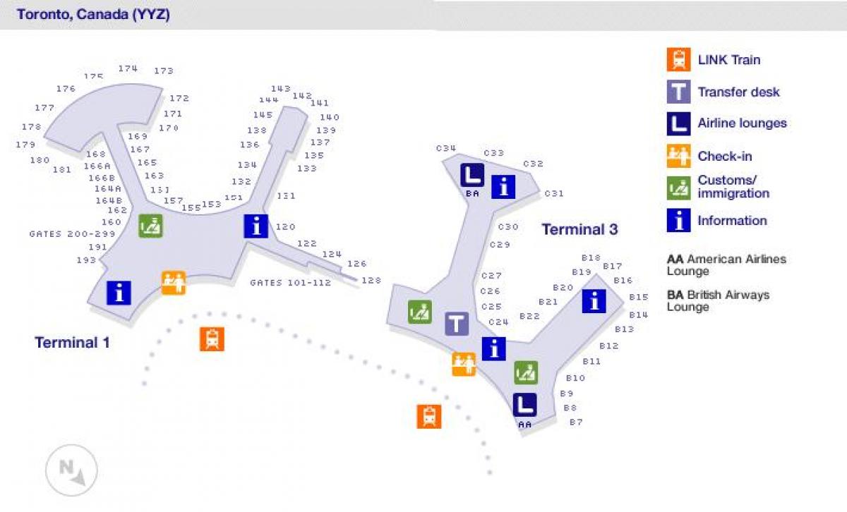 Mapa de l'aeroport de Toronto portes