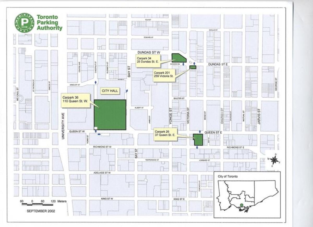 Mapa de Toronto City Hall aparcament