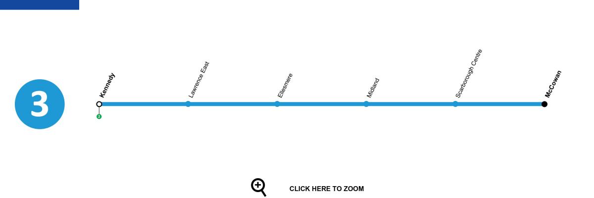 Mapa de Toronto línia de metro 3 de Scarborough RT