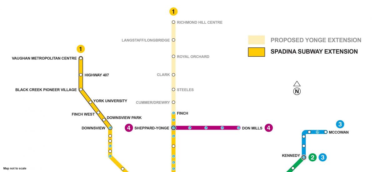 Mapa de Toronto metro extensió