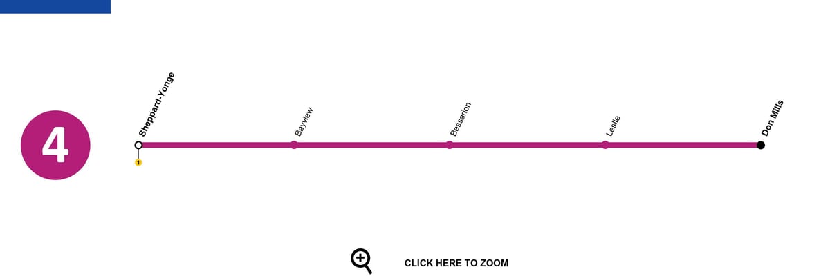 Mapa de Toronto metro línia 4 Sheppard