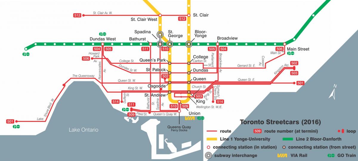 Mapa de Toronto tramvia sistema