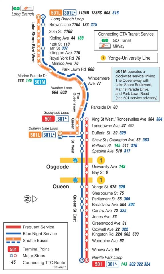 Mapa de tramvia de la línia 501 Reina