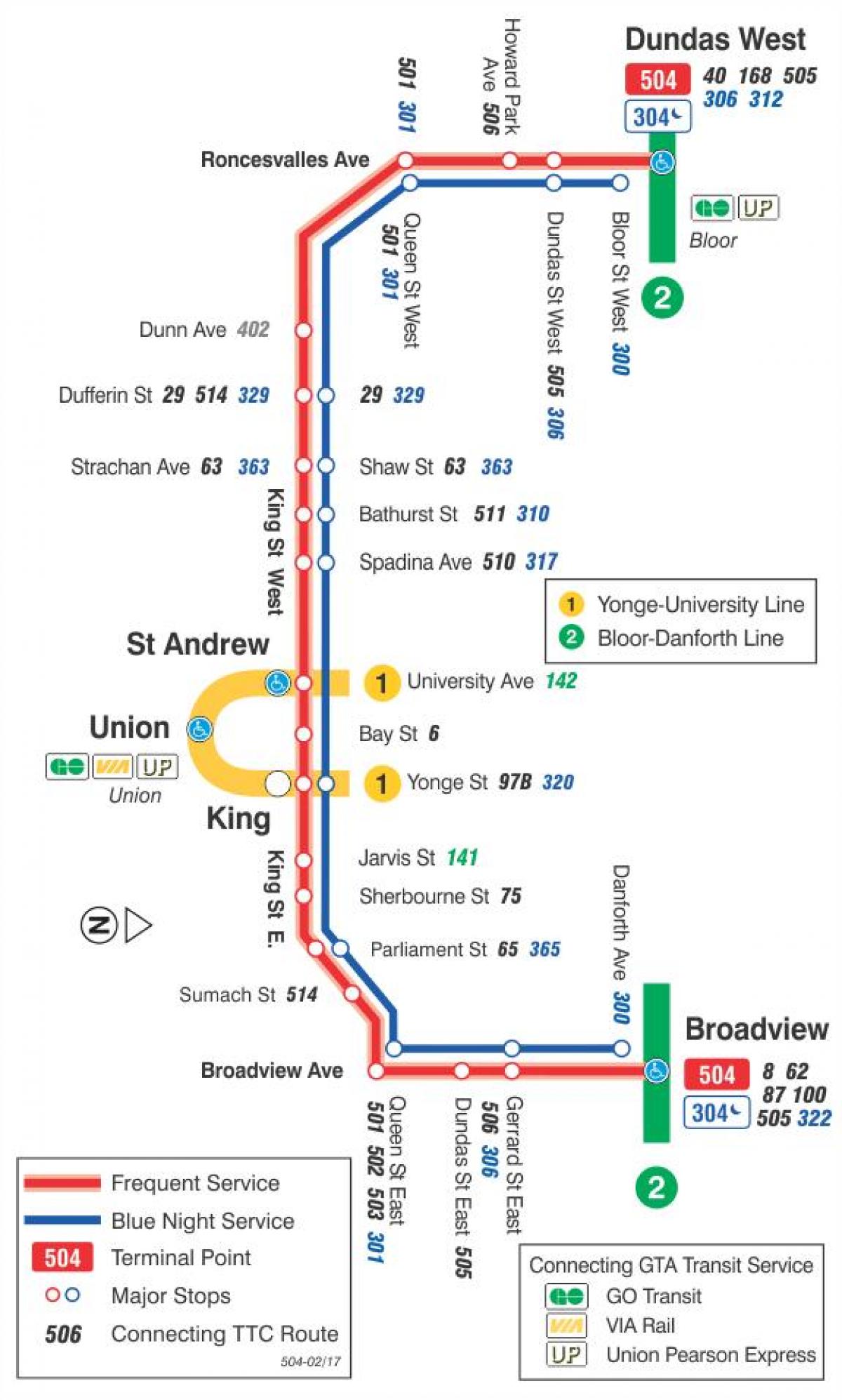 Mapa de tramvia de la línia 504 Rei