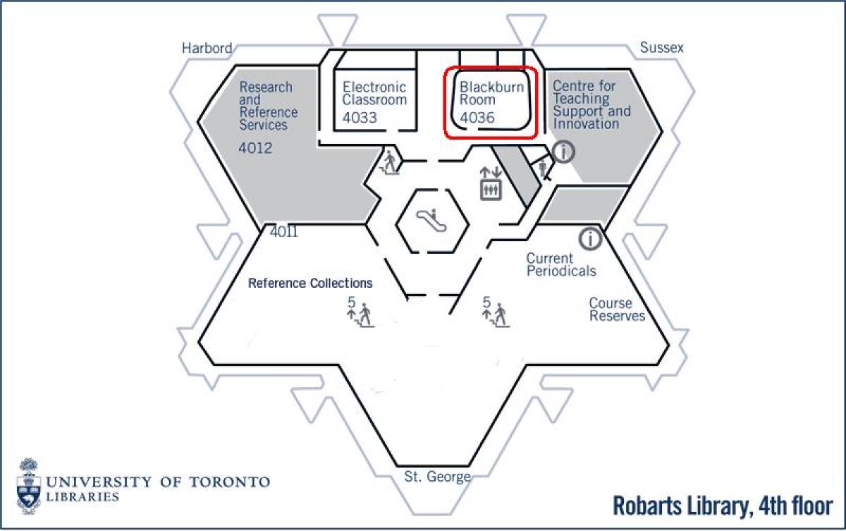 Mapa de la universitat de Toronto biblioteca Robarts blackburn instal·lacions de l'