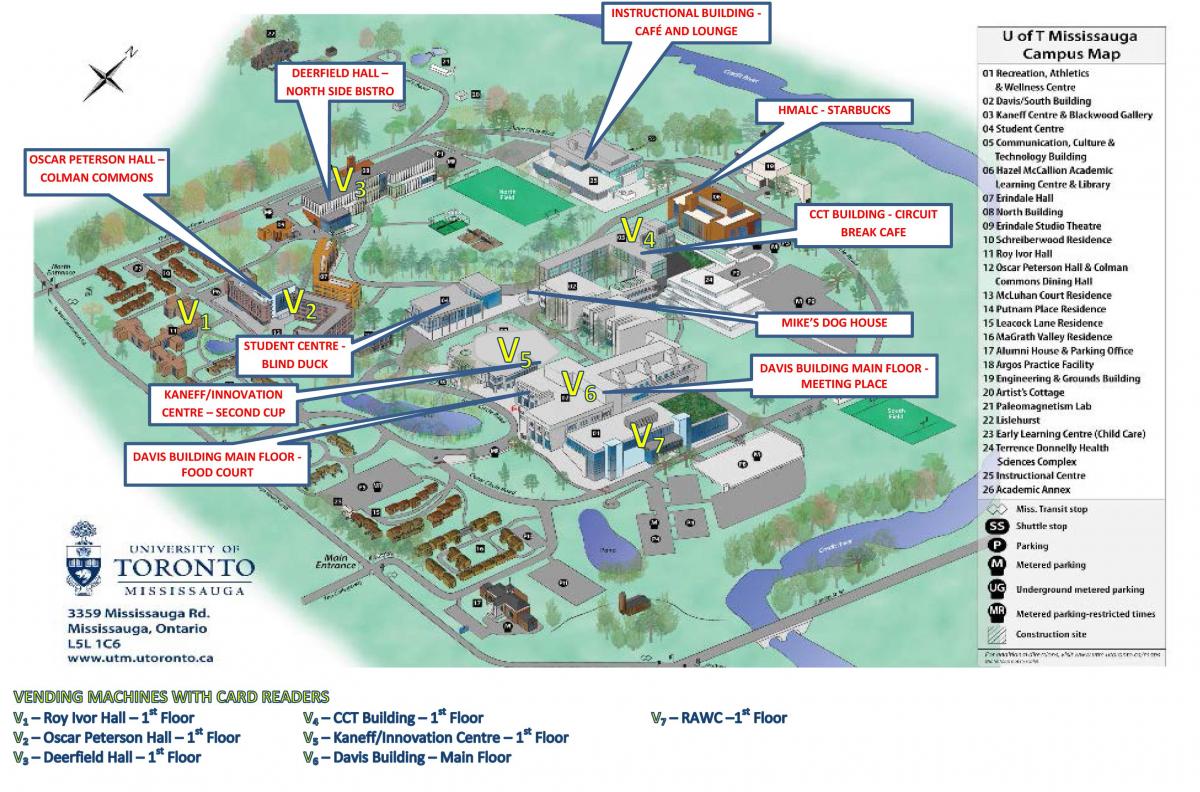 Mapa de la universitat de Toronto Mississauga campus de l'alimentació de serveis