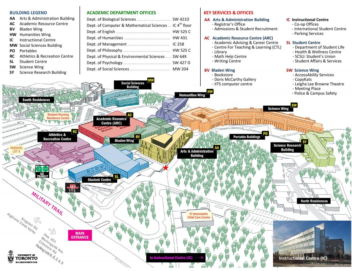 Mapa de la universitat de Toronto Scarborough campus