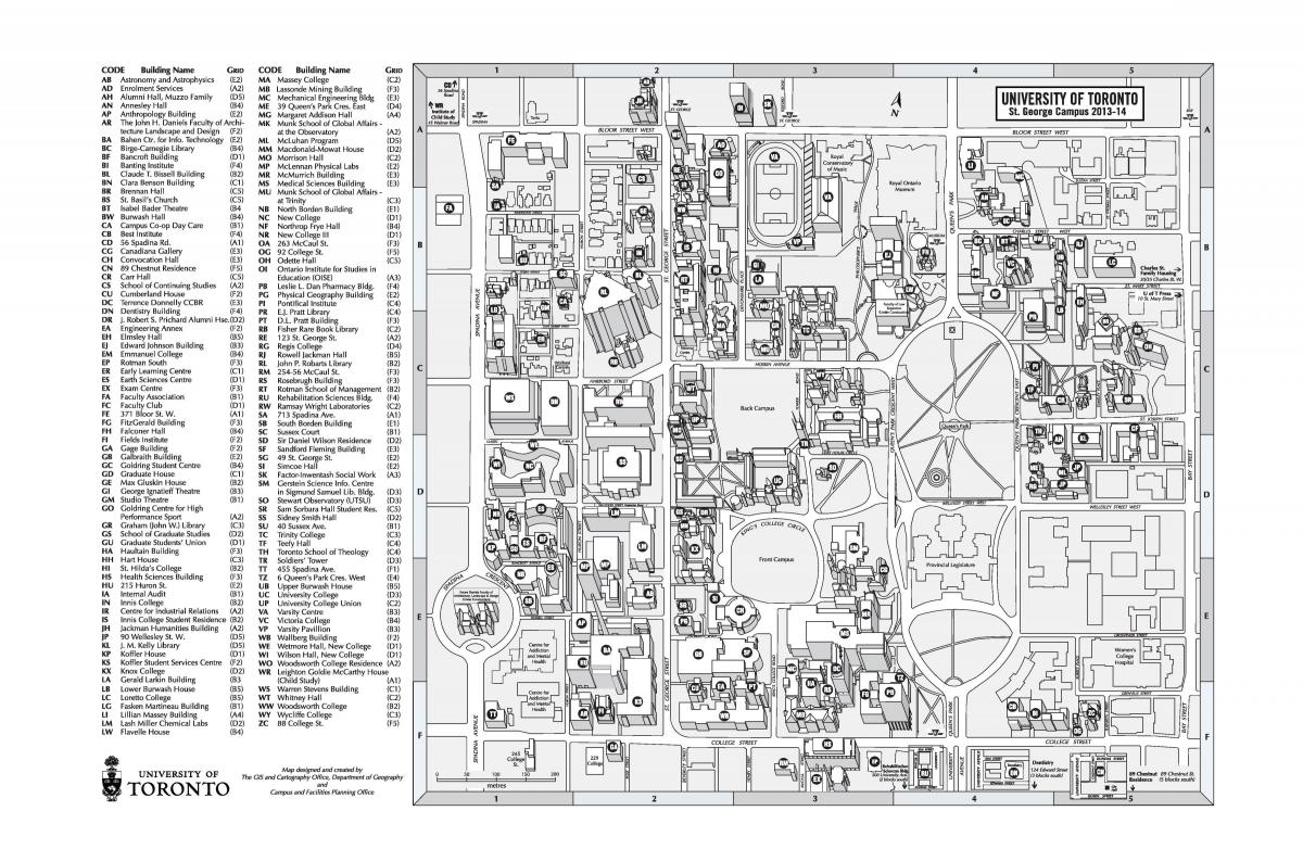 Mapa de la universitat de Toronto St Georges campus