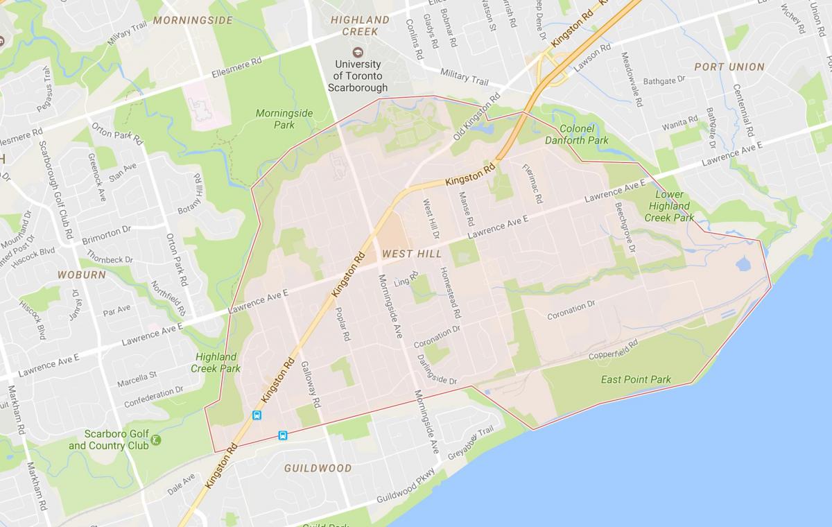 Mapa de West Hill barri de Toronto