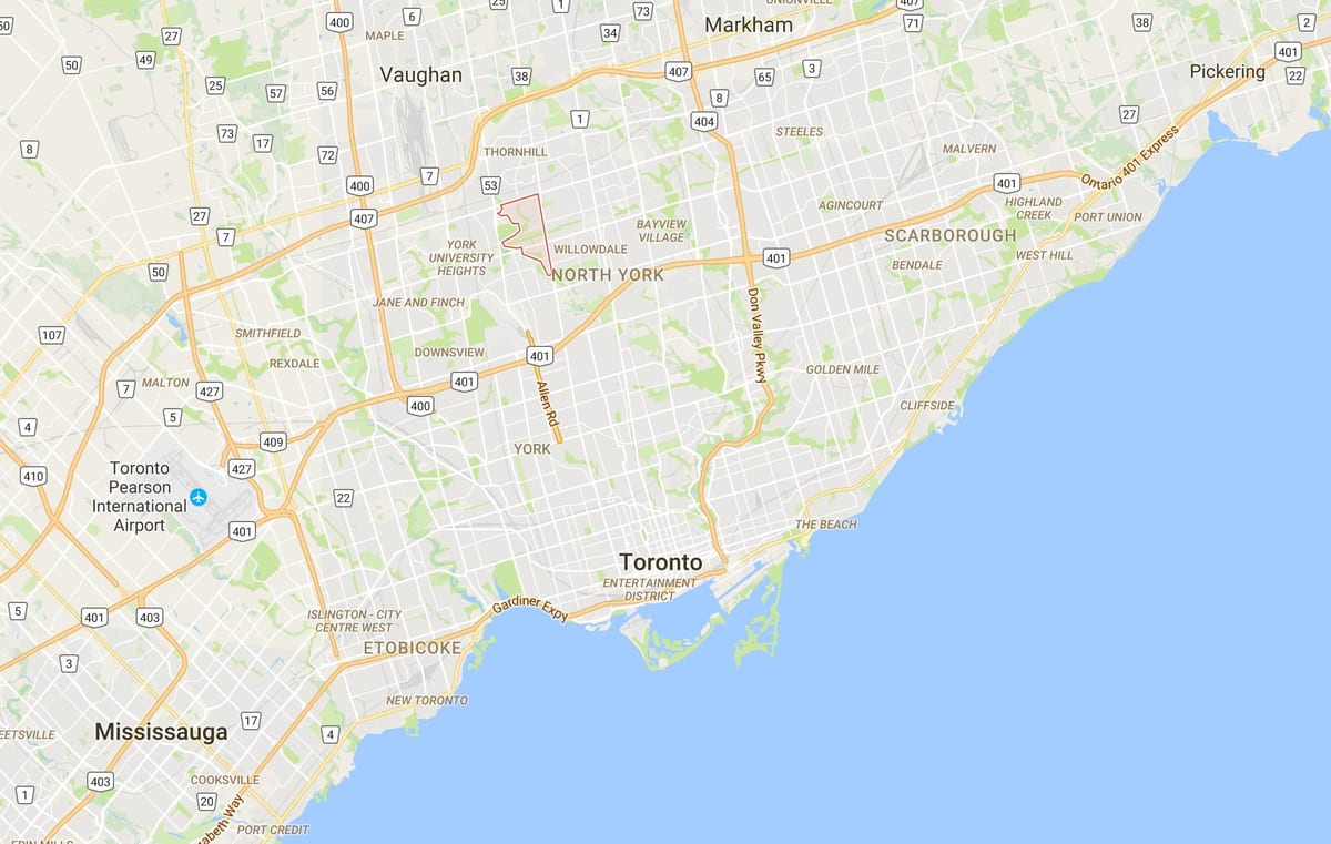 Mapa de Westminster–Branson districte de Toronto