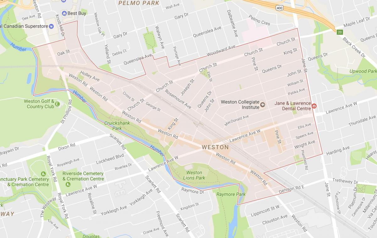 Mapa de Weston barri de Toronto