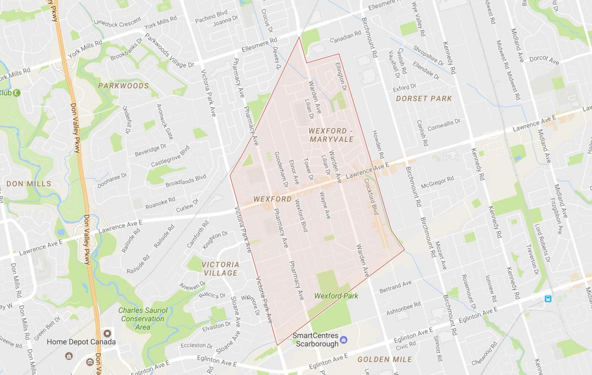 Mapa de Wexford barri de Toronto