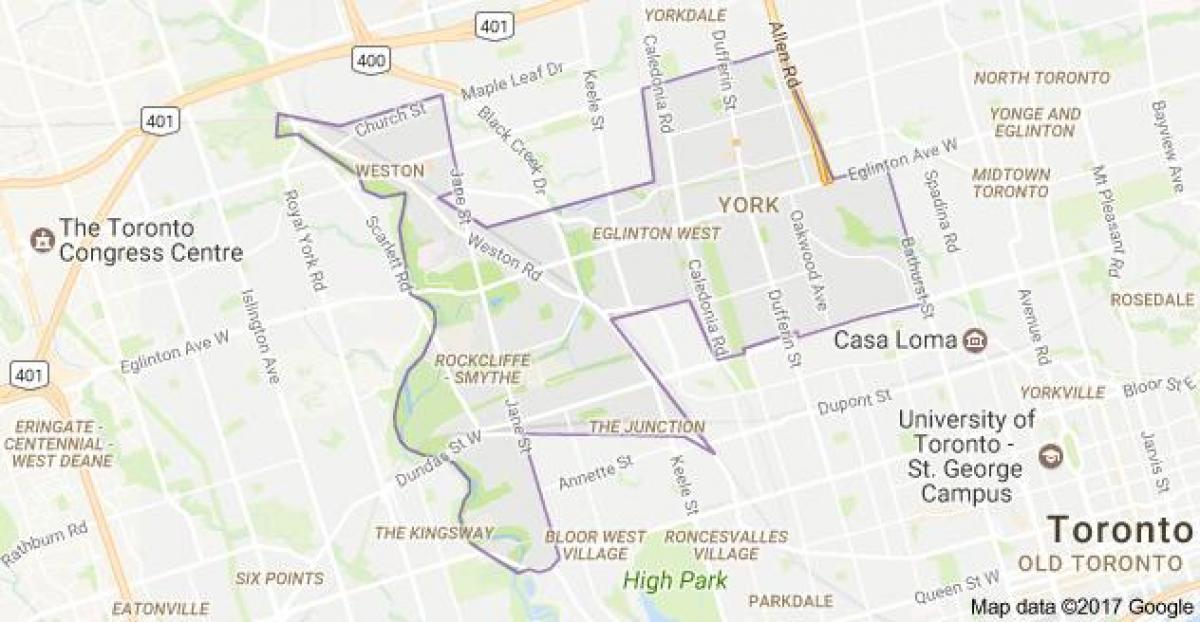 Mapa de York de Toronto, Canadà