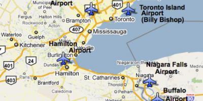 Mapa d'Aeroports a prop de Toronto