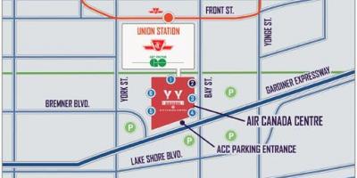 Mapa de l'Air Canada Centre d'aparcament - ACC