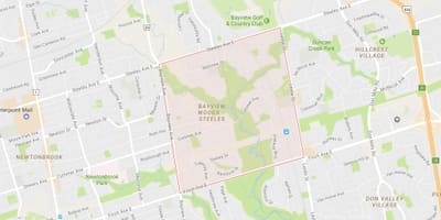 Mapa de Bayview Bosc – Steeles barri de Toronto
