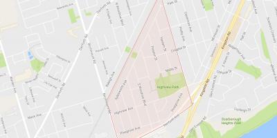Mapa de Bedoll penya-Segat Altures barri de Toronto