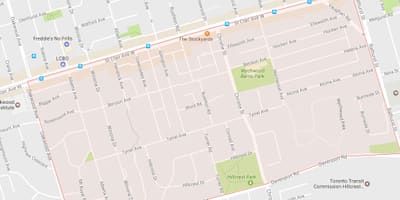 Mapa de Bracondale Turó barri de Toronto