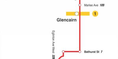 Mapa de TTC 14 Glencairn autobús de Toronto