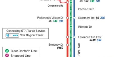 Mapa de TTC 24 Victoria Park autobús de Toronto