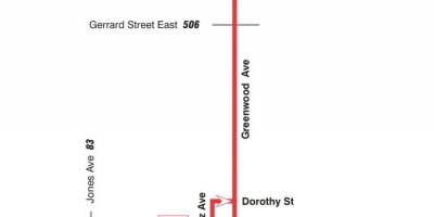 Mapa de TTC 31 de Greenwood autobús de Toronto