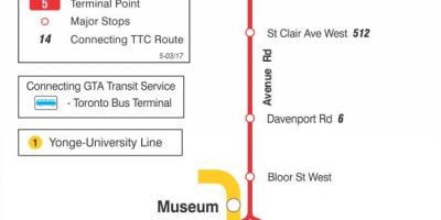 Mapa de TTC 5 Avinguda Rd autobús de Toronto