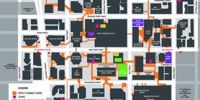 Mapa de la Ruta de Toronto Centre de la Passarel.la de Vianants