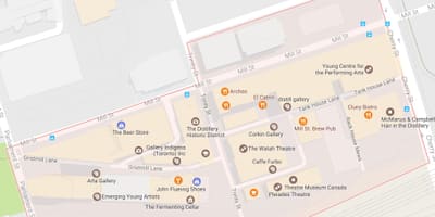 Mapa de la Destil · leria de Barri barri de Toronto