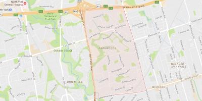 Mapa de Parkwoods barri de Toronto
