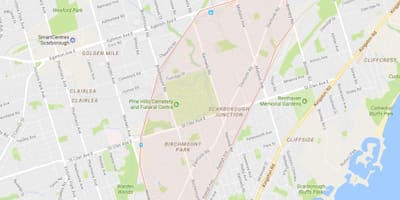Mapa de Scarborough Cruïlla barri de Toronto