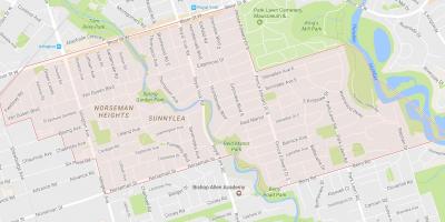 Mapa de Sunnylea barri barri de Toronto