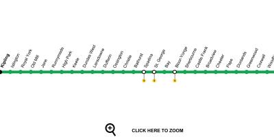 Mapa de Toronto metro de la línia 2 de Bloor-Danforth